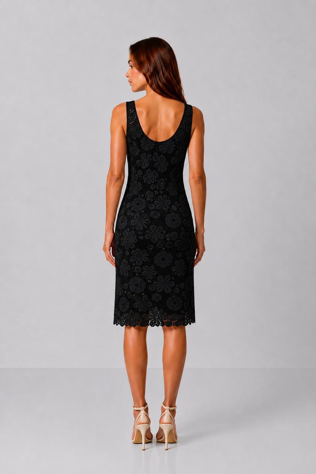 Incarca imaginea in galerie, Rochie Premium din Dantelă Florală Croșetată Neagră