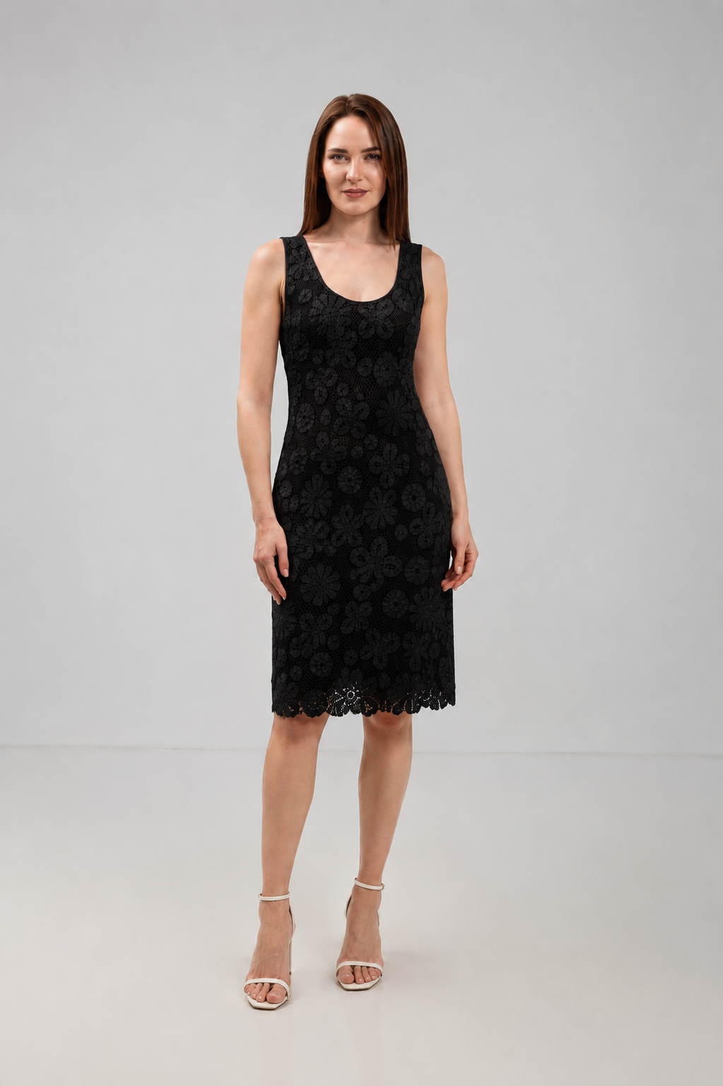 Incarca imaginea in galerie, Rochie Premium din Dantelă Florală Croșetată Neagră