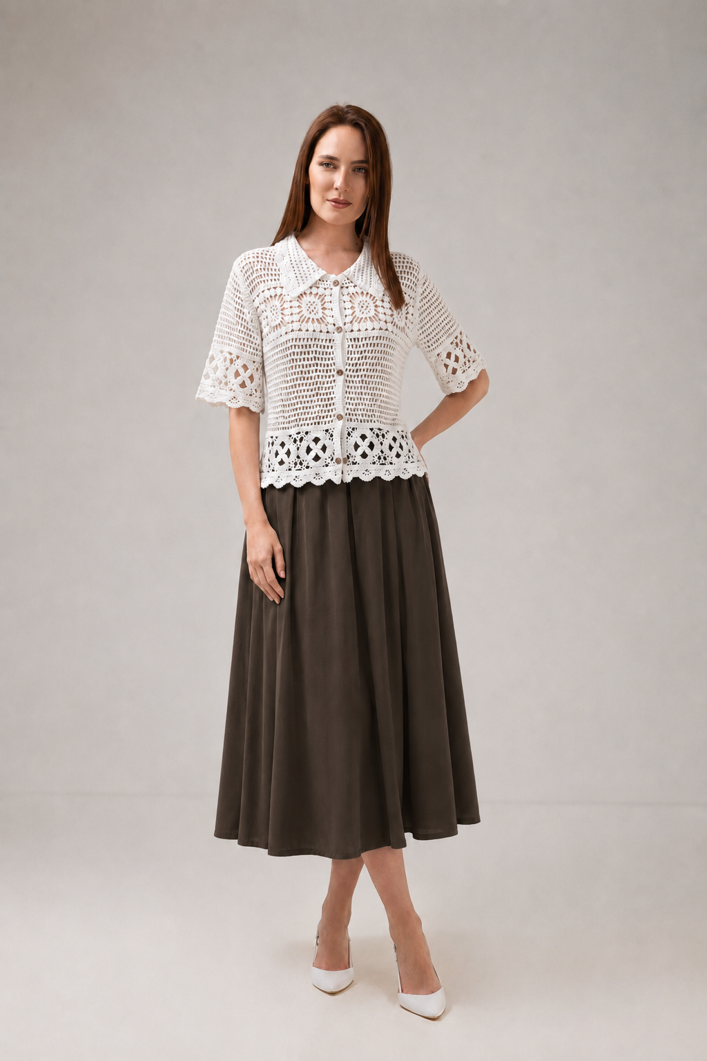 Load image into Gallery viewer, Dark navy blue denim midi skirt