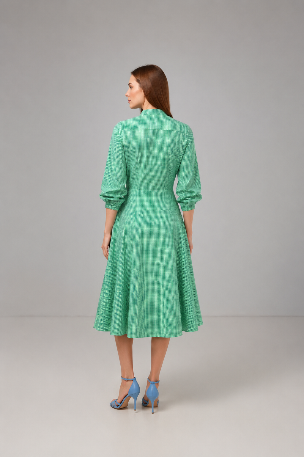 Incarca imaginea in galerie, Rochie din bumbac organic cu patratele verzi