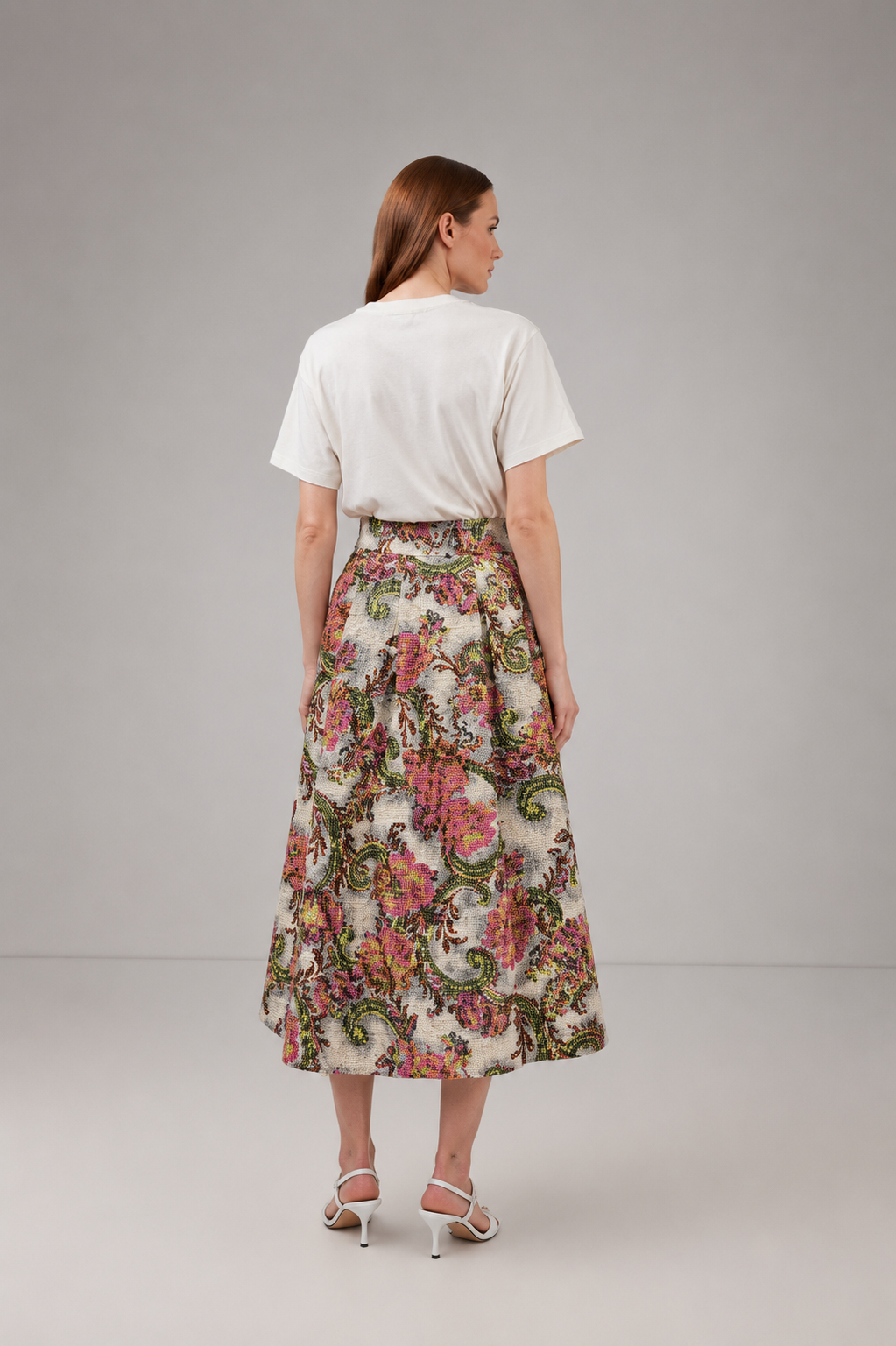 Incarca imaginea in galerie, Fusta midi din bumbac cu imprimeu floral