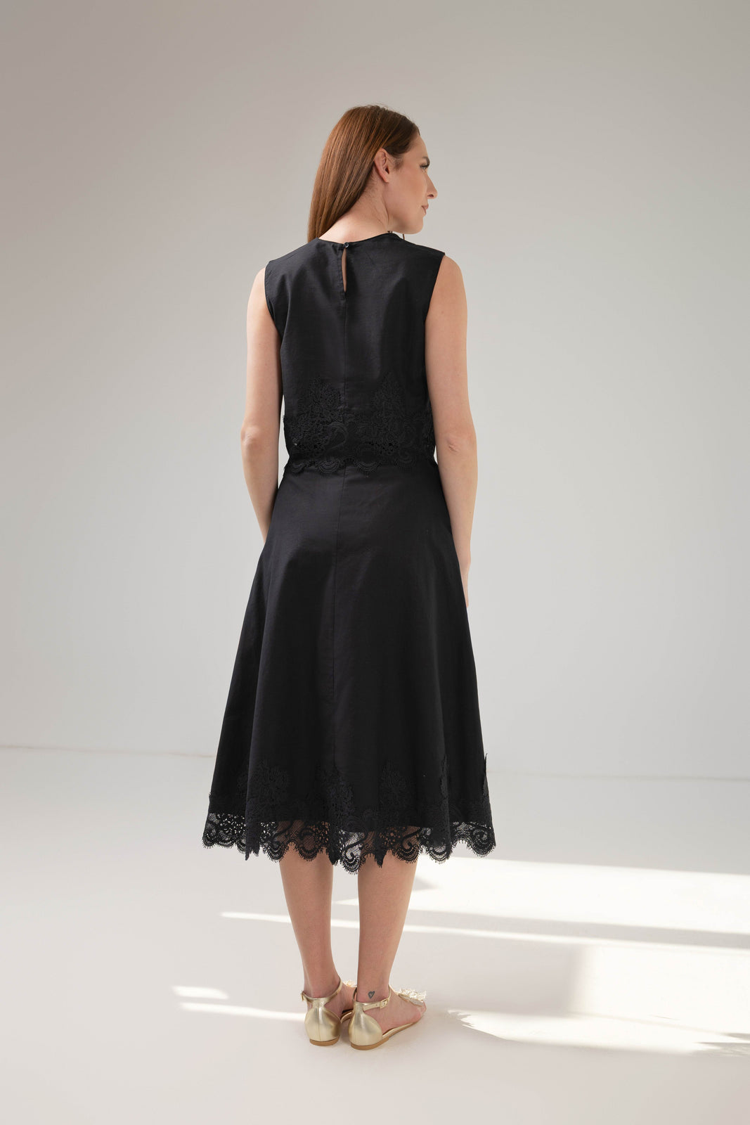 Incarca imaginea in galerie, Compleu premium negru cu dantelă couture și croială fluidă