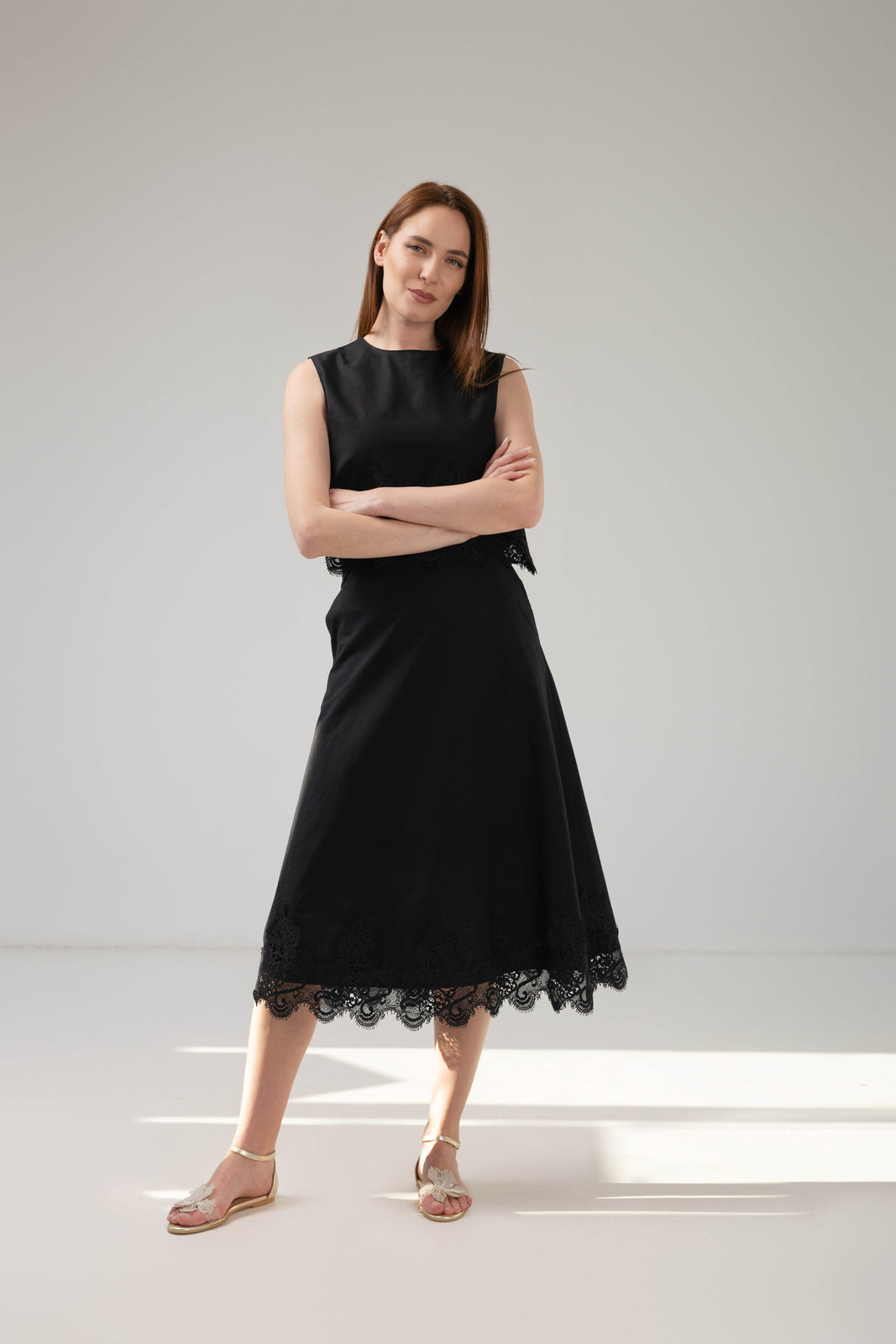 Incarca imaginea in galerie, Compleu premium negru cu dantelă couture și croială fluidă