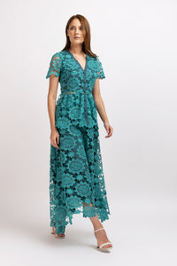 Midi turquoise lace skirt