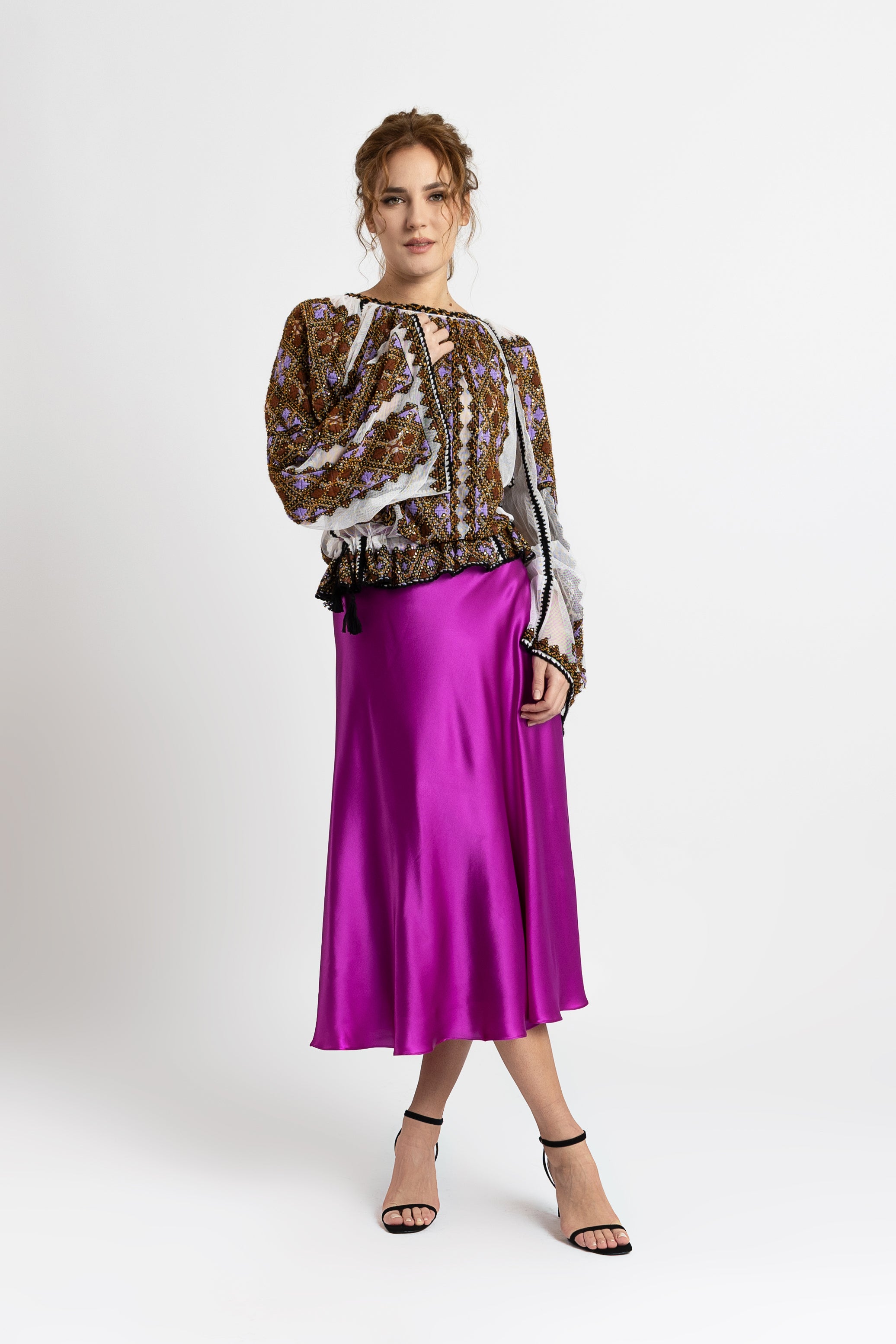 Midi purple silk skirt – IZABELA MANDOIU