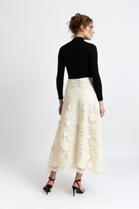 Midi floral embroidered skirt