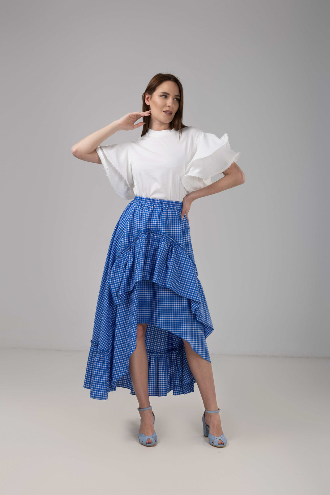 Load image into Gallery viewer, Dark navy blue denim midi skirt