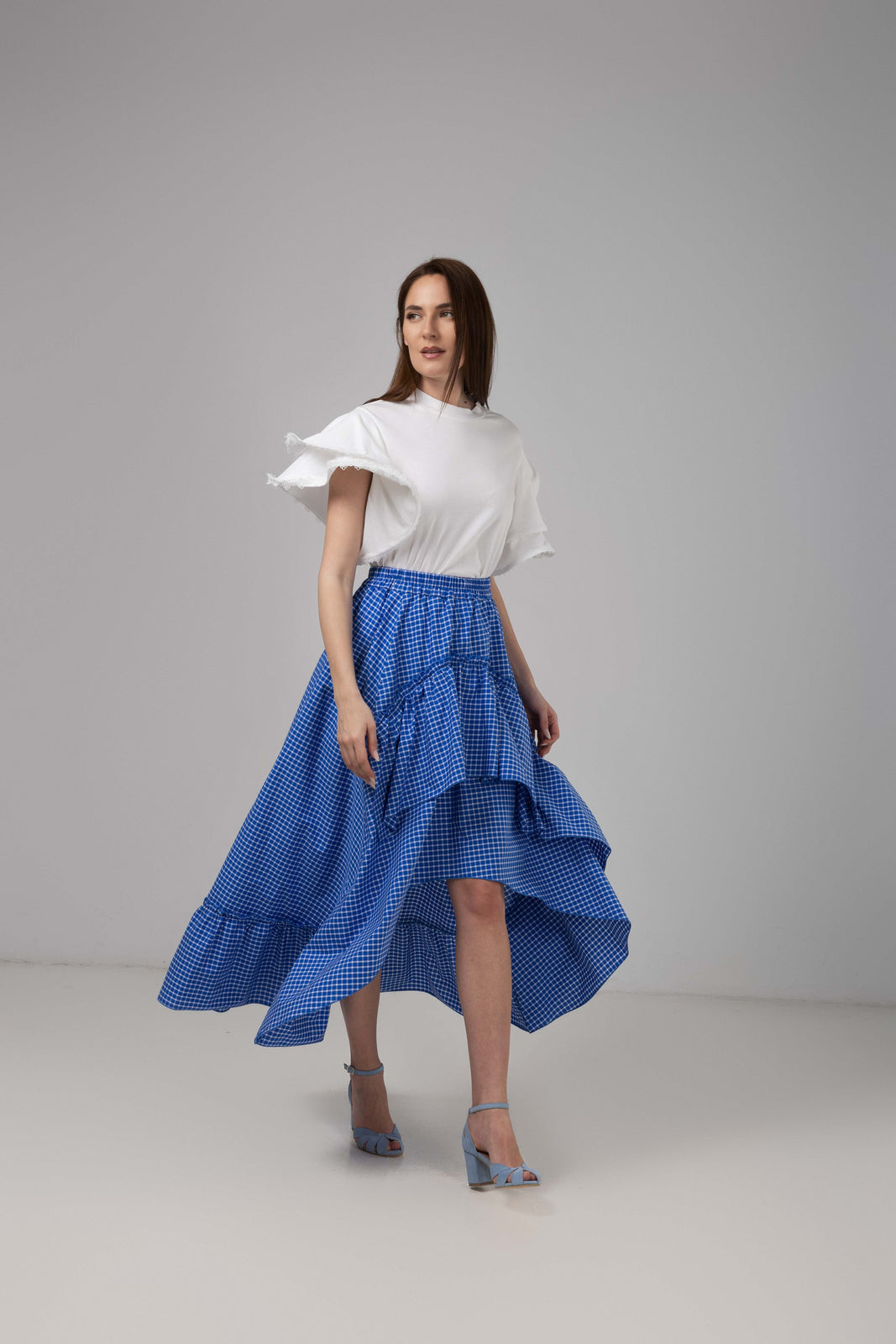 Load image into Gallery viewer, Dark navy blue denim midi skirt