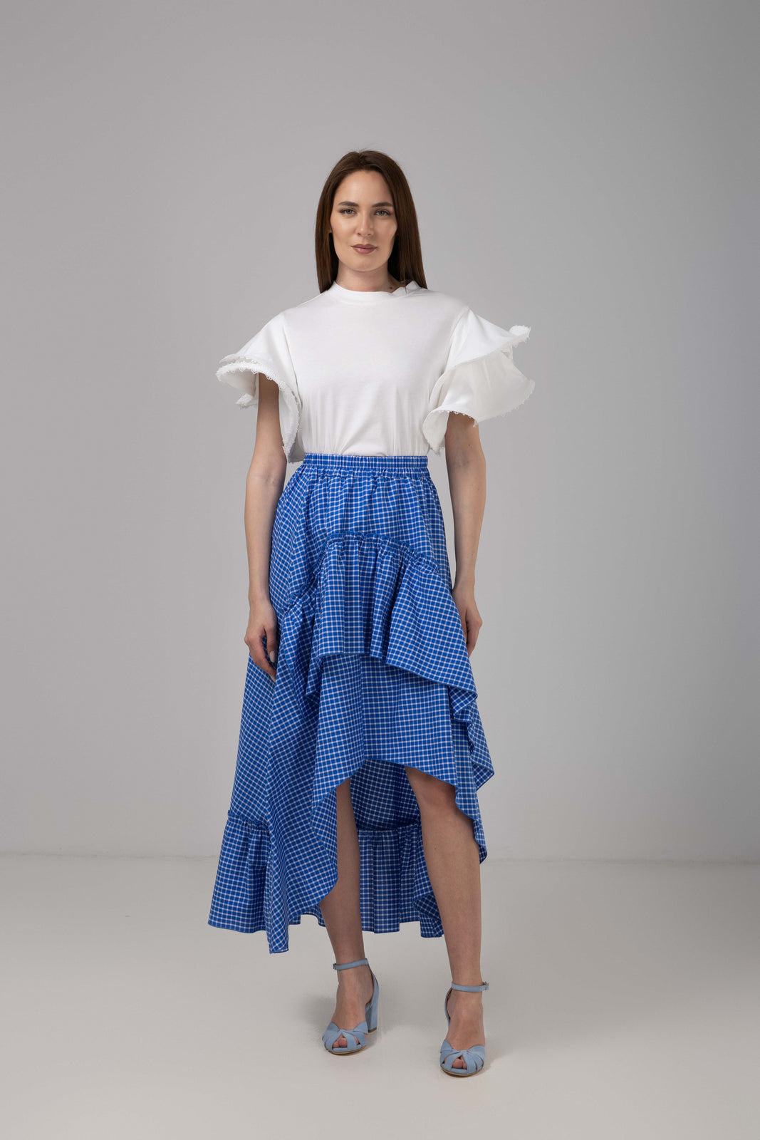 Load image into Gallery viewer, Dark navy blue denim midi skirt