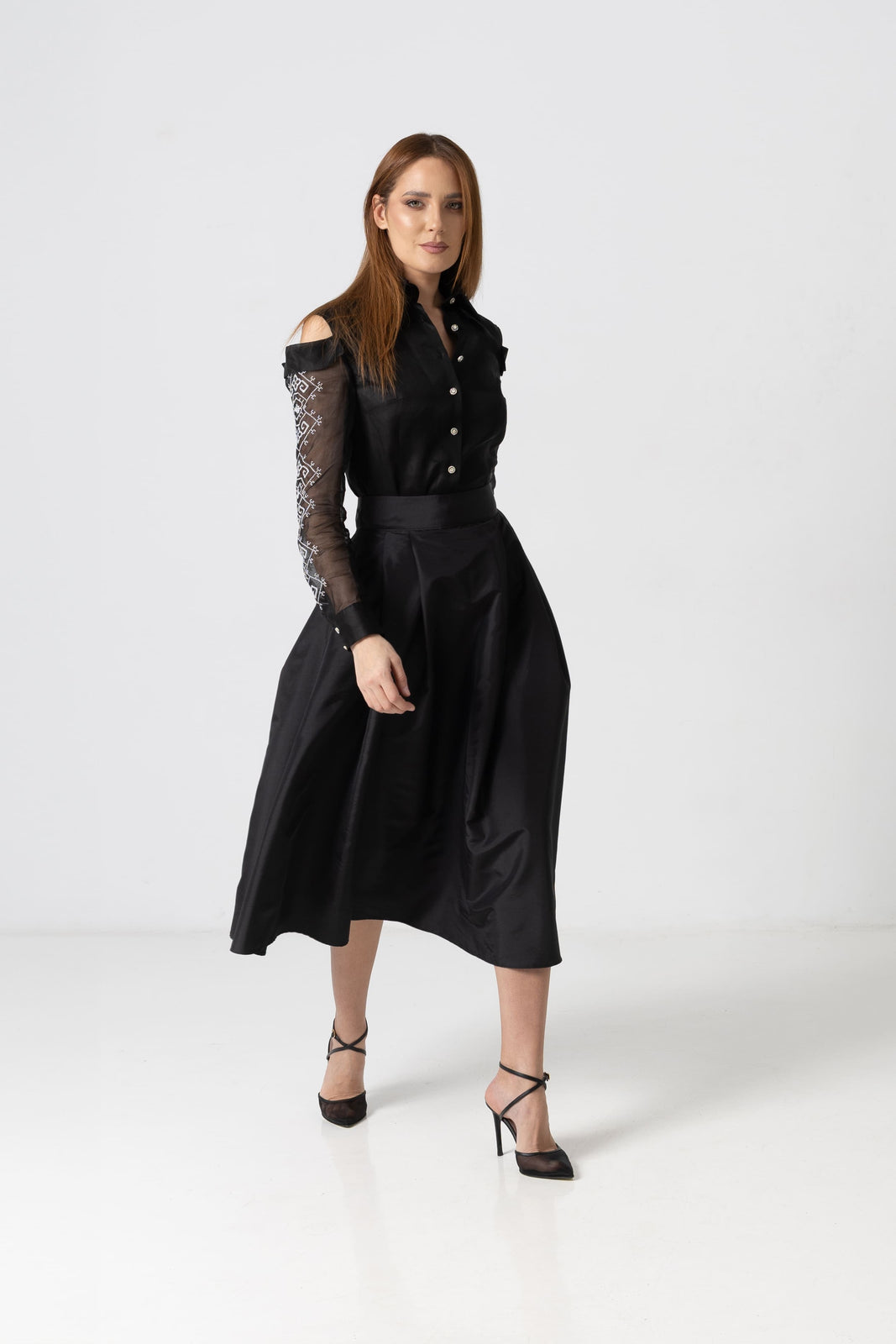 Load image into Gallery viewer, Midi white taffeta skirt