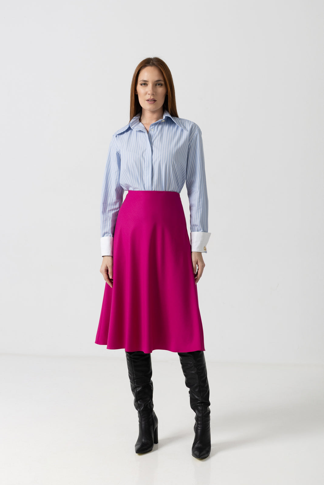 Load image into Gallery viewer, Linen blouse with cream computerized embroidery