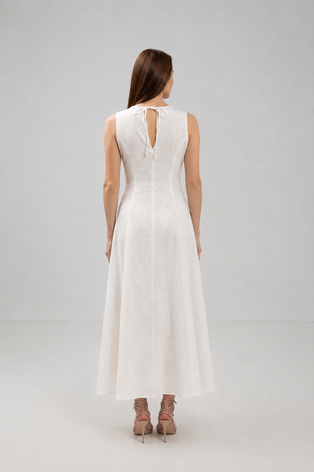 Load image into Gallery viewer, Midi dress in printed viscose and macrame appliqué
