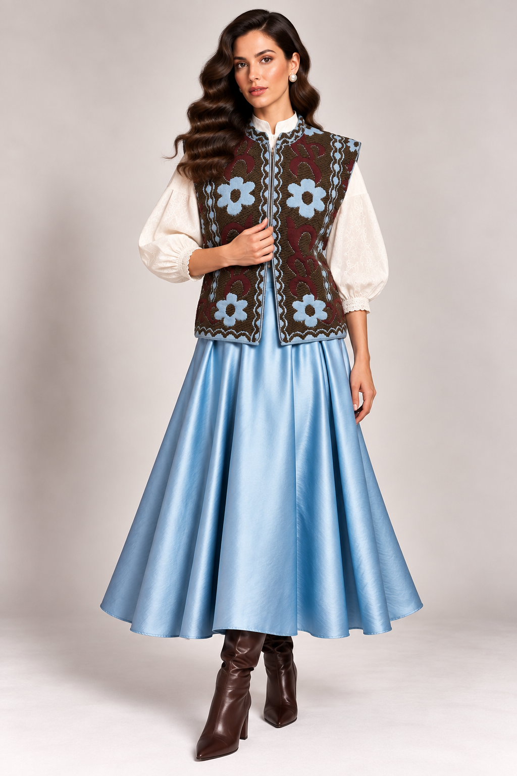 Load image into Gallery viewer, Ecru wool midi jacket with "Tree of Life" embroidery