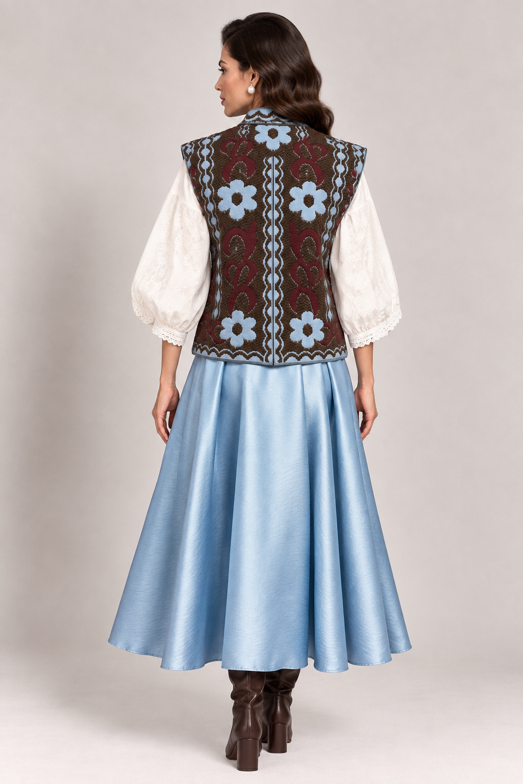 Load image into Gallery viewer, Ecru wool midi jacket with "Tree of Life" embroidery