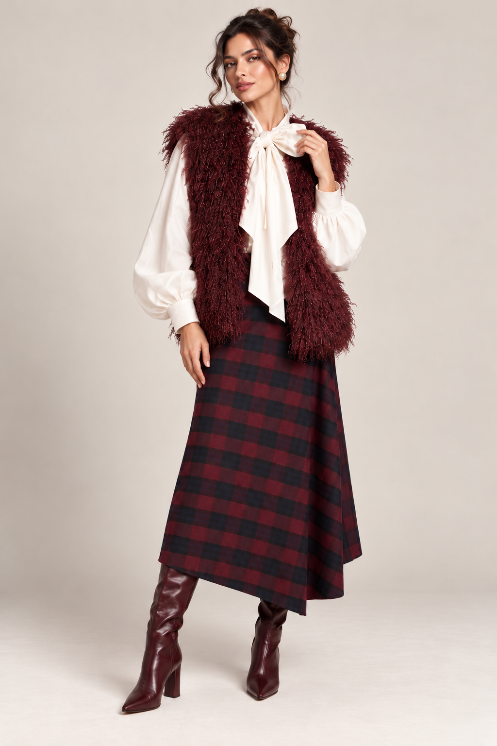 Vestă Burgundy din Blană Sintetică