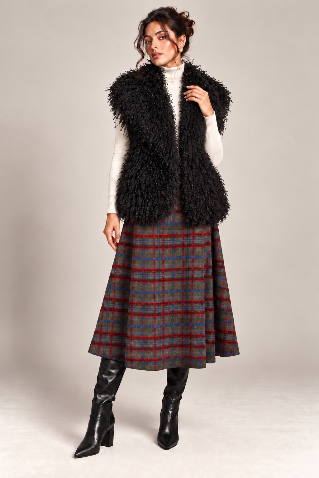 Load image into Gallery viewer, Ecru wool midi jacket with "Tree of Life" embroidery