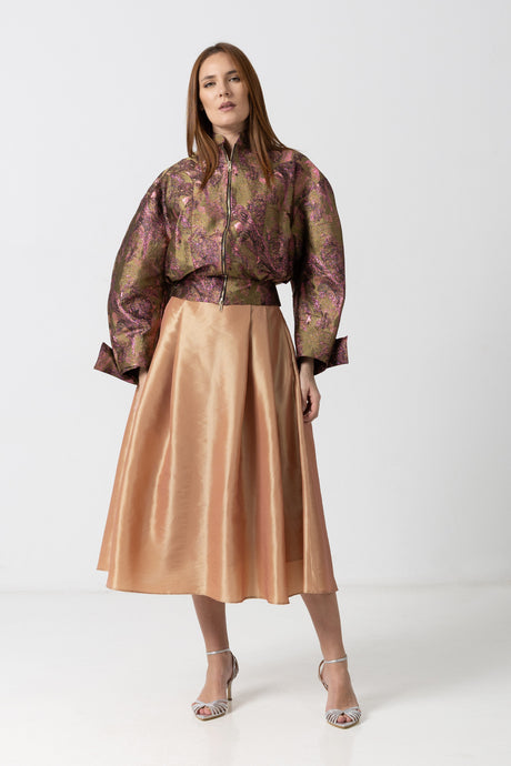 Jacheta tip bomber din brocart cu fir de lame