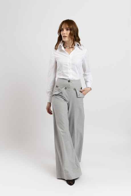 Pantaloni evazati din bumbac  gri
