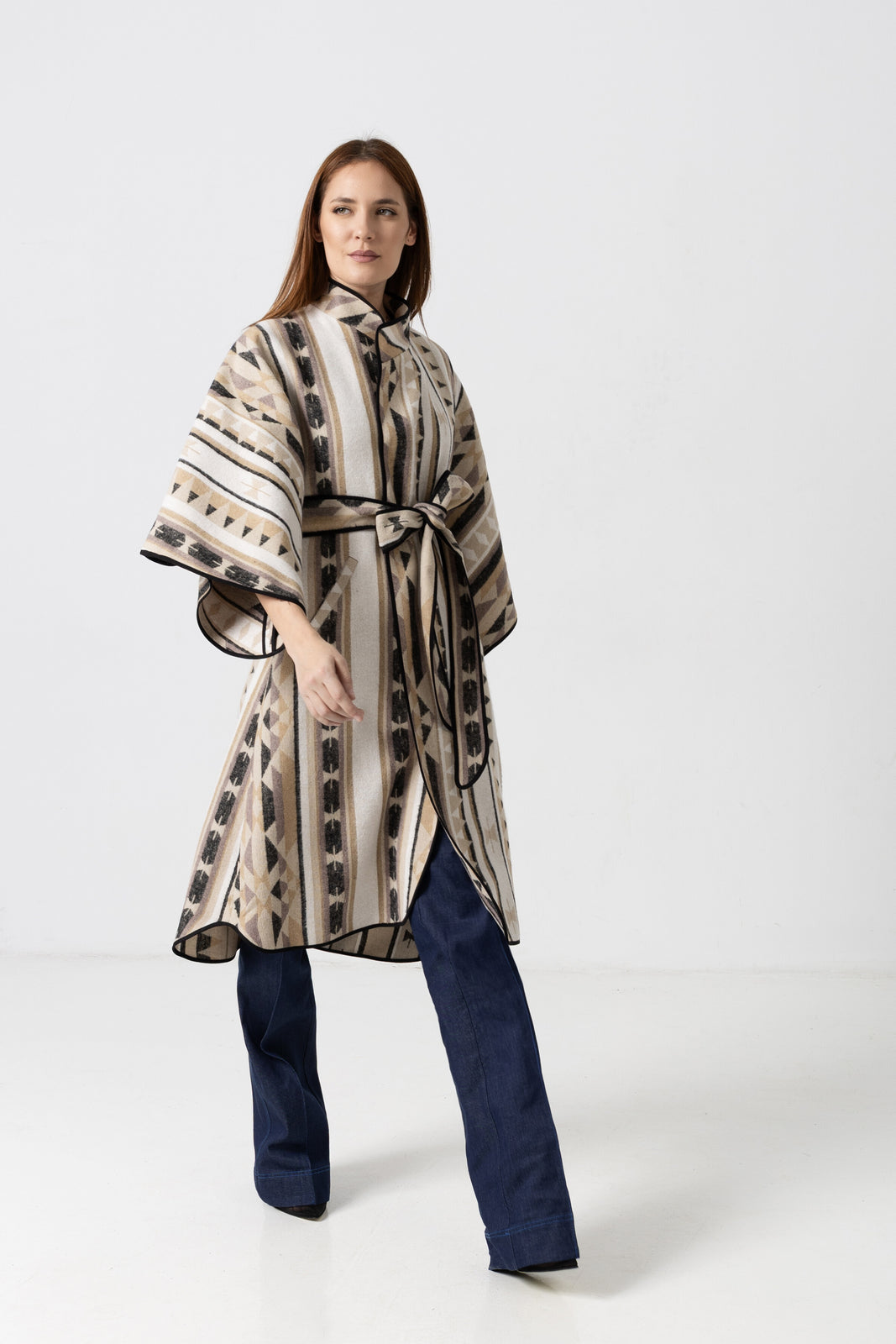 Incarca imaginea in galerie, Pardesiu din stofă de lână cu imprimeu geometric