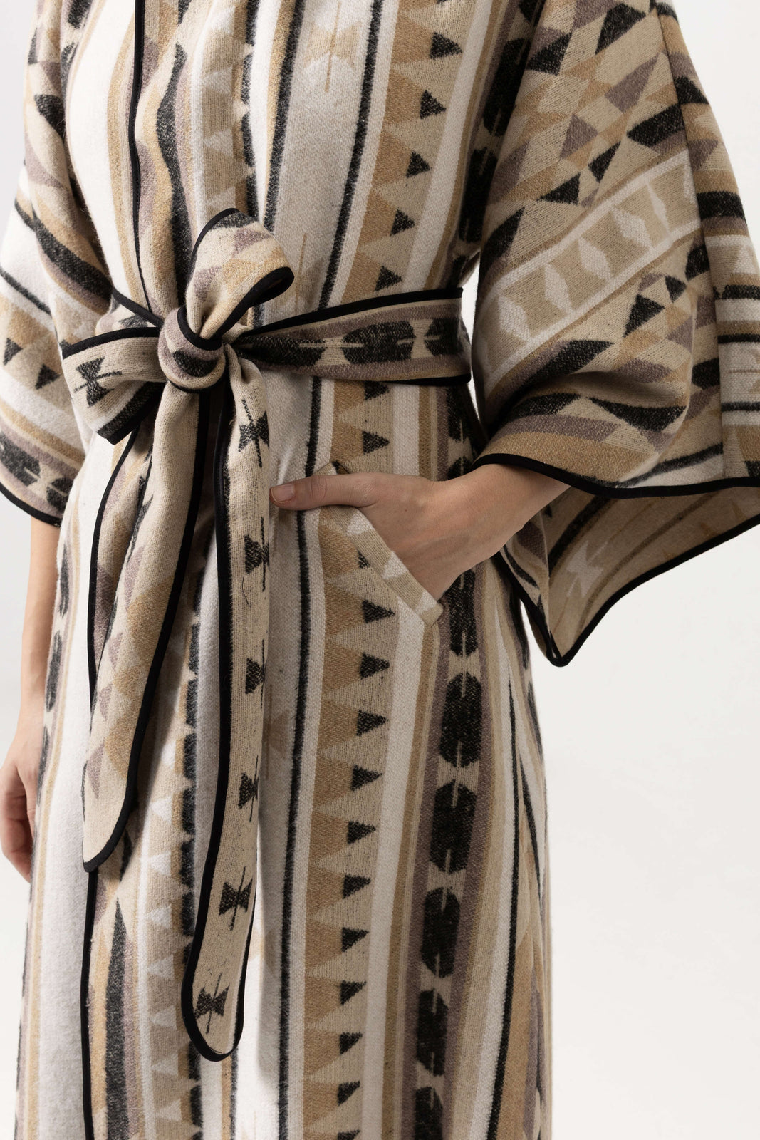 Incarca imaginea in galerie, Pardesiu din stofă de lână cu imprimeu geometric