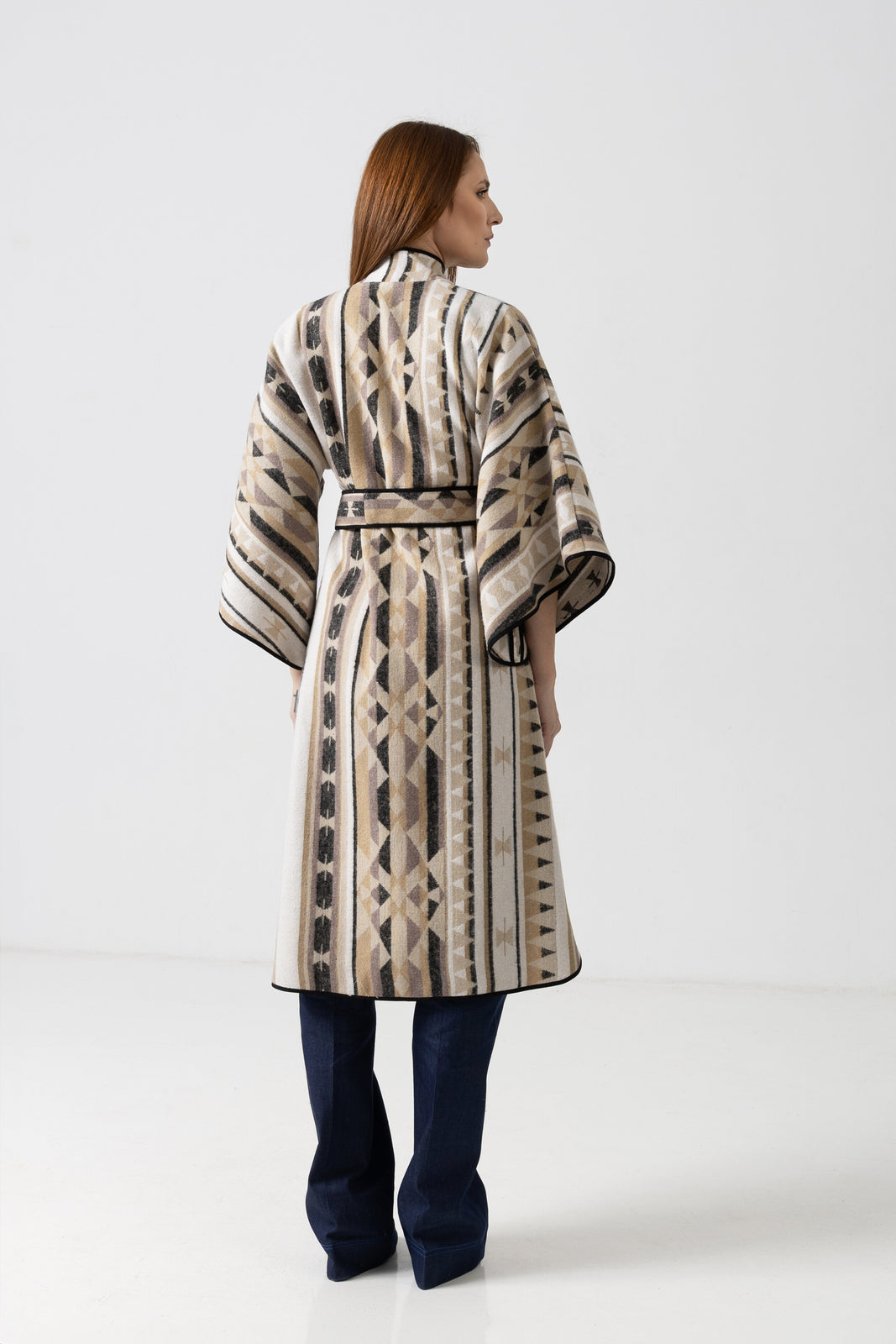 Incarca imaginea in galerie, Pardesiu din stofă de lână cu imprimeu geometric