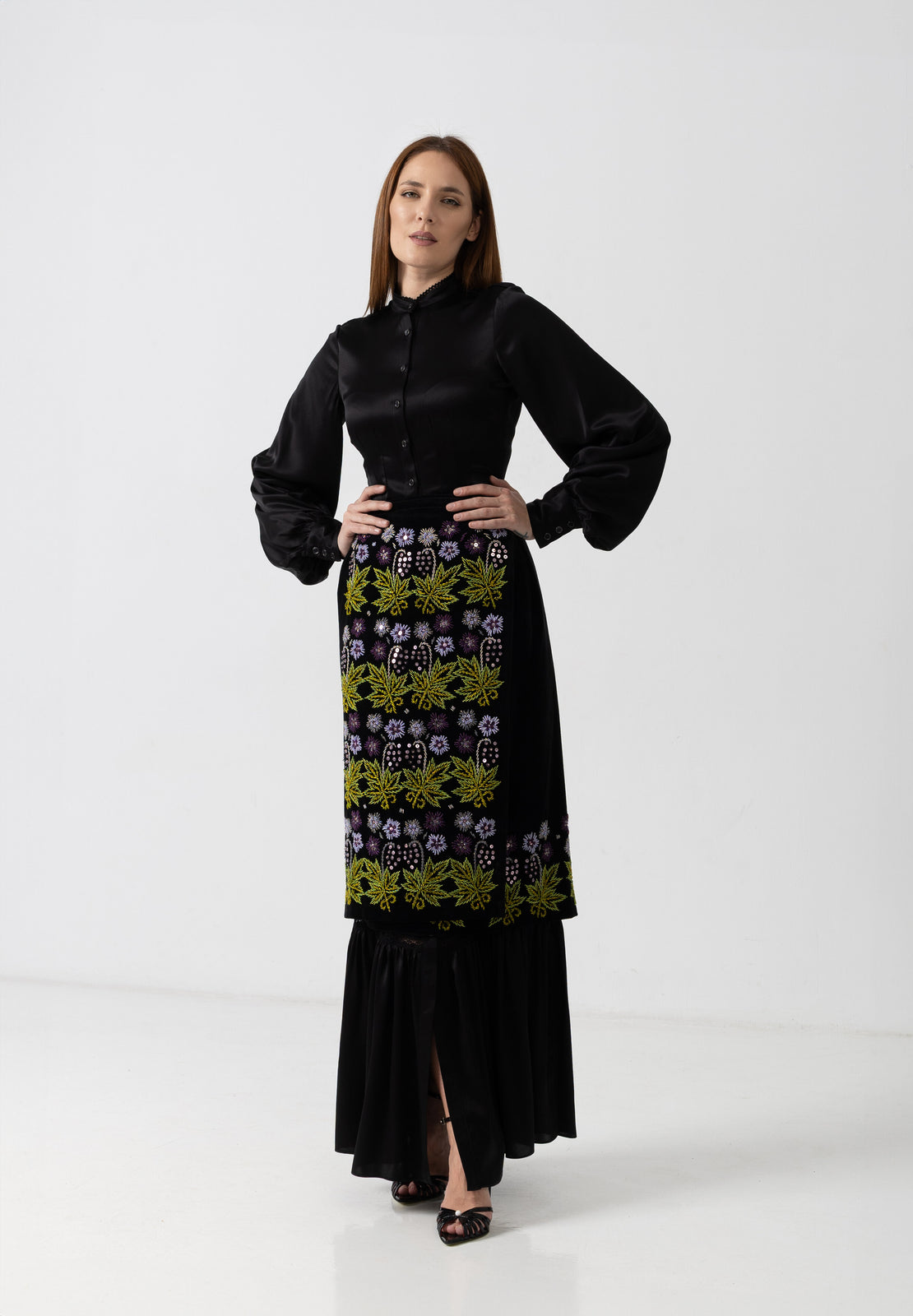 Load image into Gallery viewer, Midi white taffeta skirt