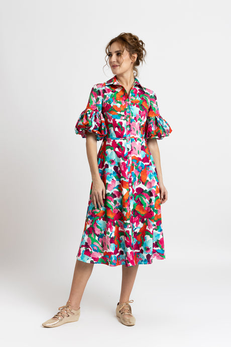 Rochie midi cu imprimeu floral multicolor