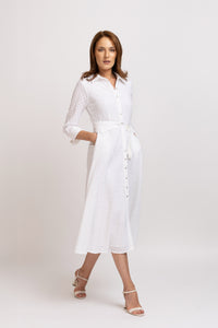 Embroidered white shirt dress