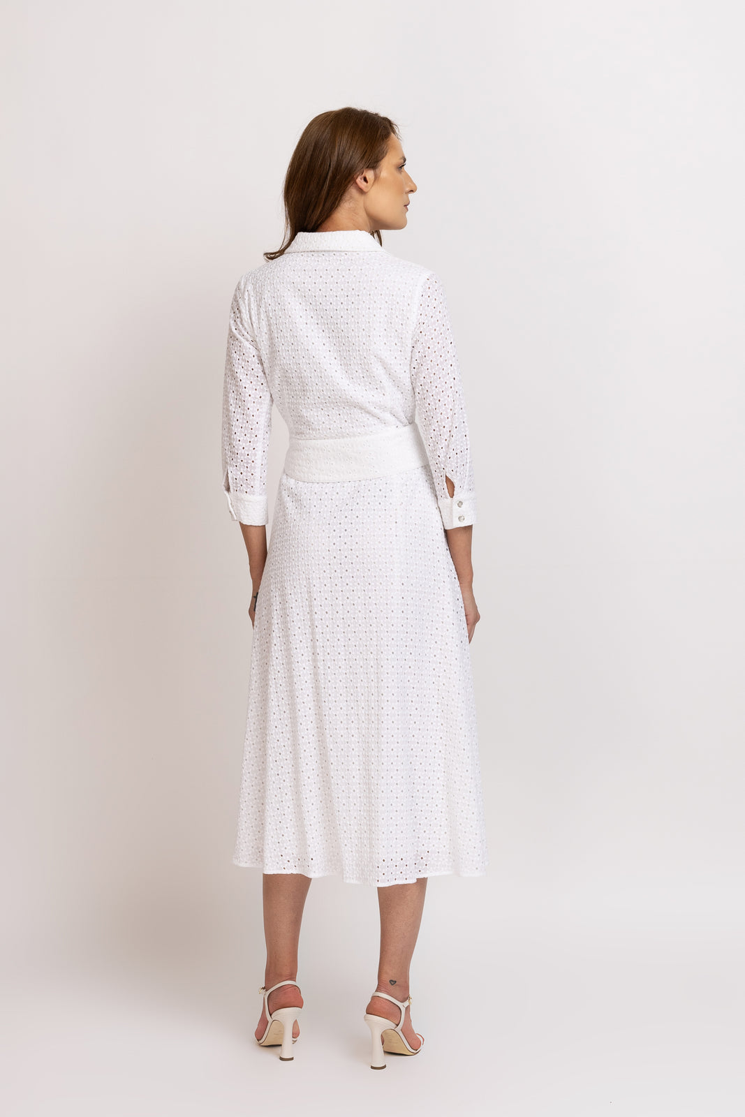 Load image into Gallery viewer, Embroidered white shirt dress