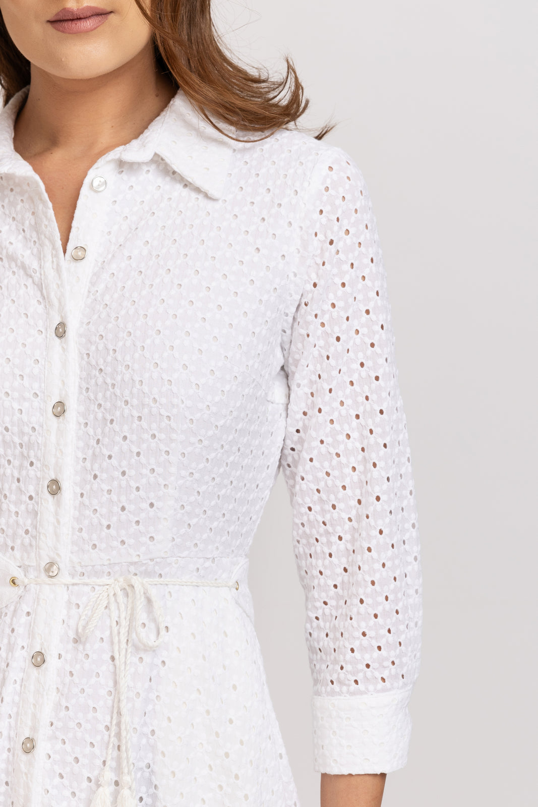 Load image into Gallery viewer, Embroidered white shirt dress