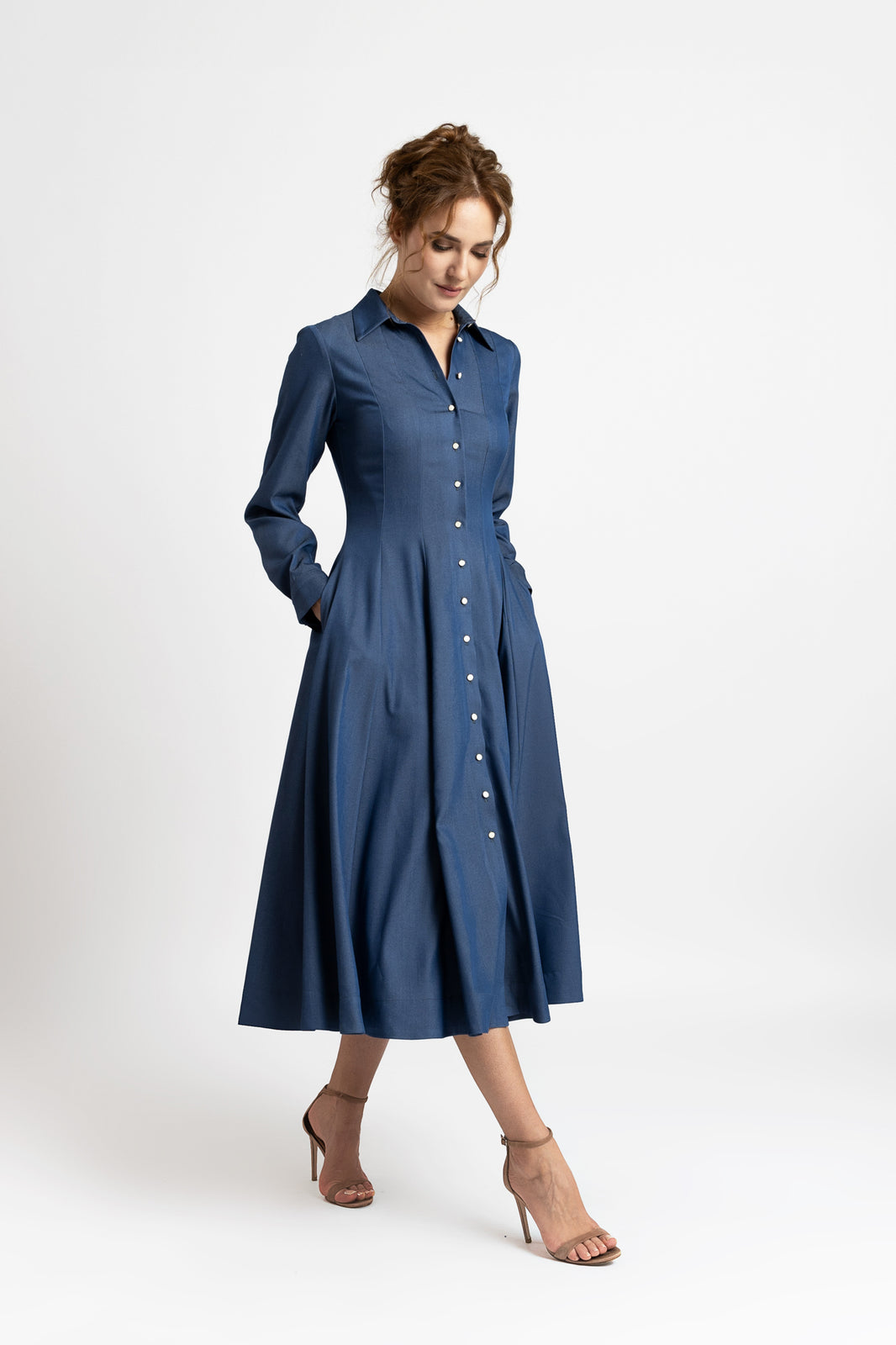 Incarca imaginea in galerie, Rochie midi in clini din denim