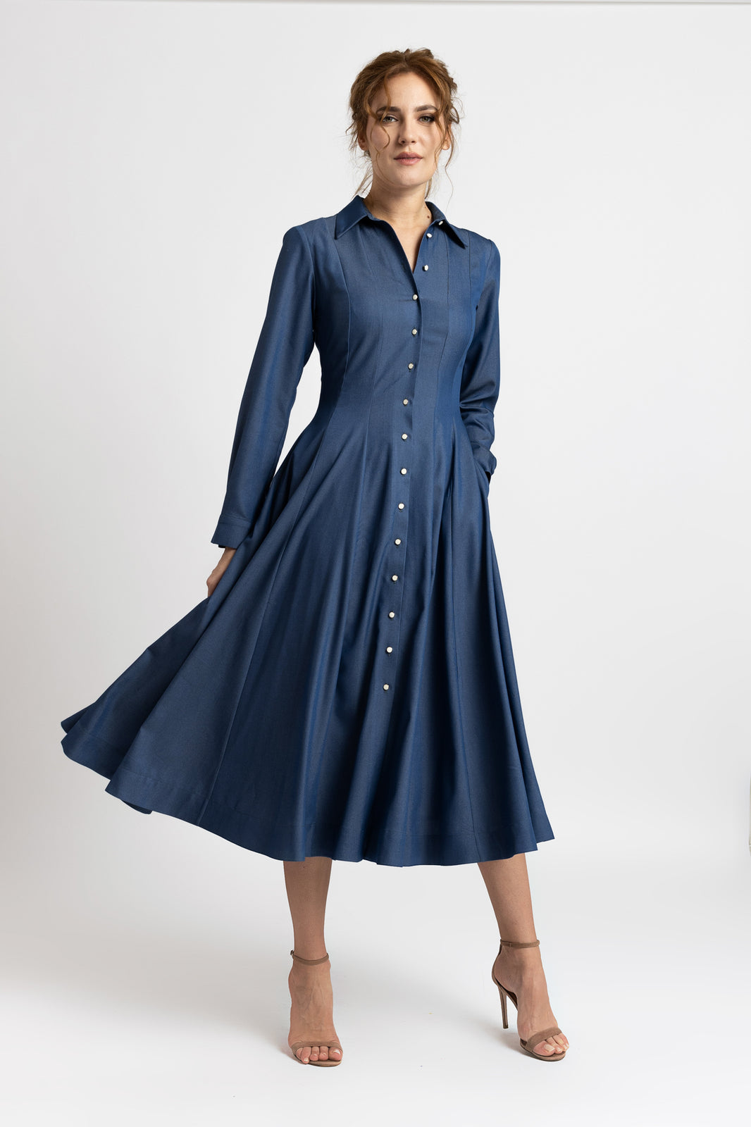 Incarca imaginea in galerie, Rochie midi in clini din denim