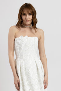 Long white macrame dress with sequins