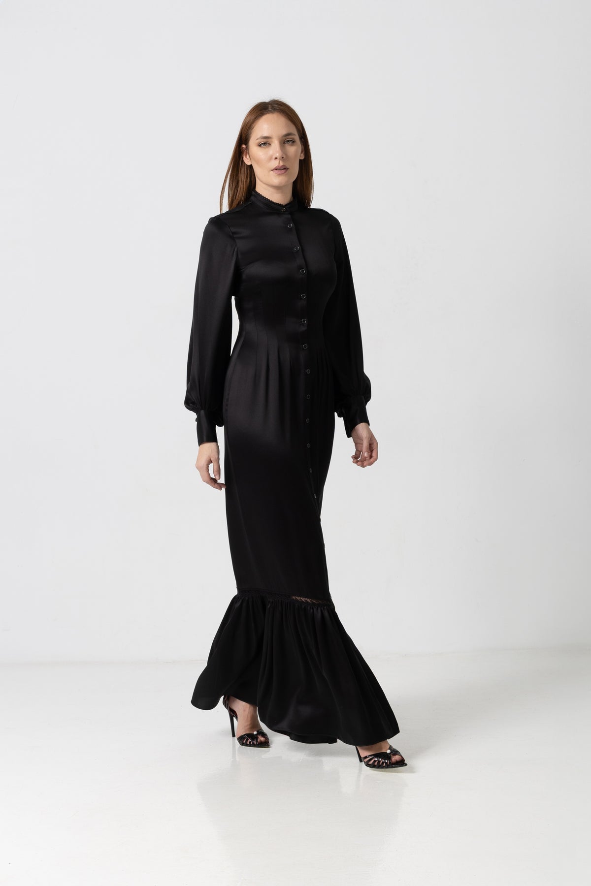 Midi white taffeta skirt