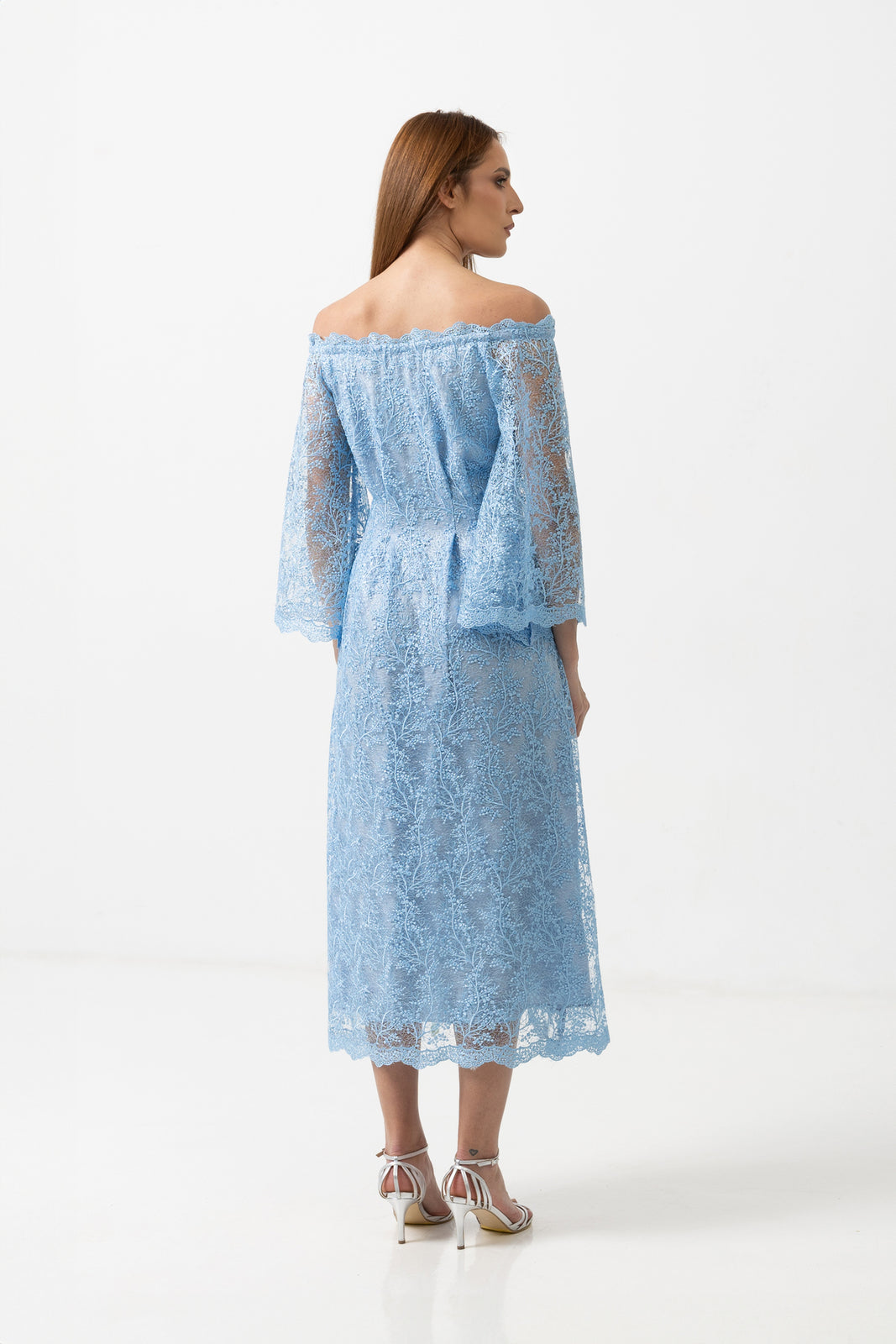 Load image into Gallery viewer, Dusty pink midi dress with cut-out shoulders