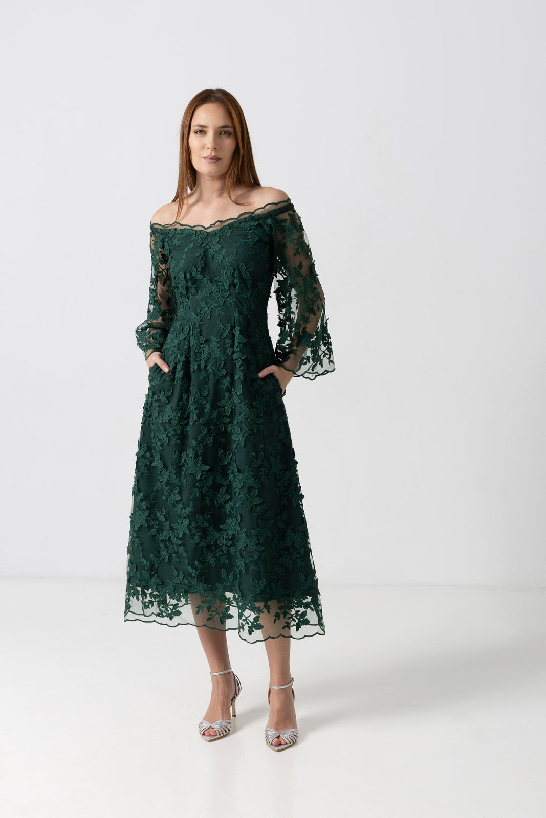 Load image into Gallery viewer, Dusty pink midi dress with cut-out shoulders