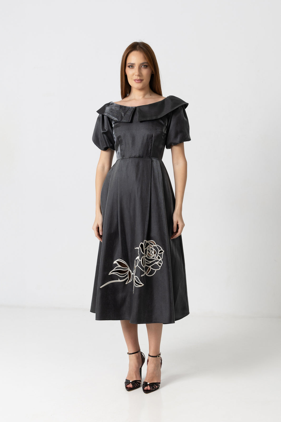 Load image into Gallery viewer, Midi white taffeta skirt