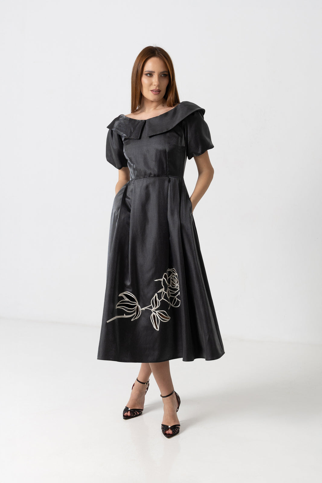 Load image into Gallery viewer, Midi white taffeta skirt