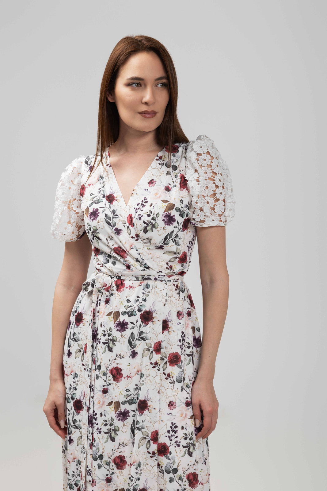 Load image into Gallery viewer, Rochie midi petrecuta din voal imprimat