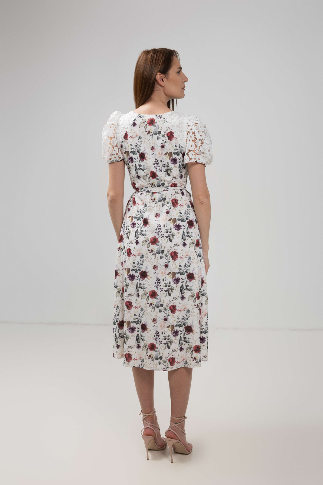 Load image into Gallery viewer, Rochie midi petrecuta din voal imprimat