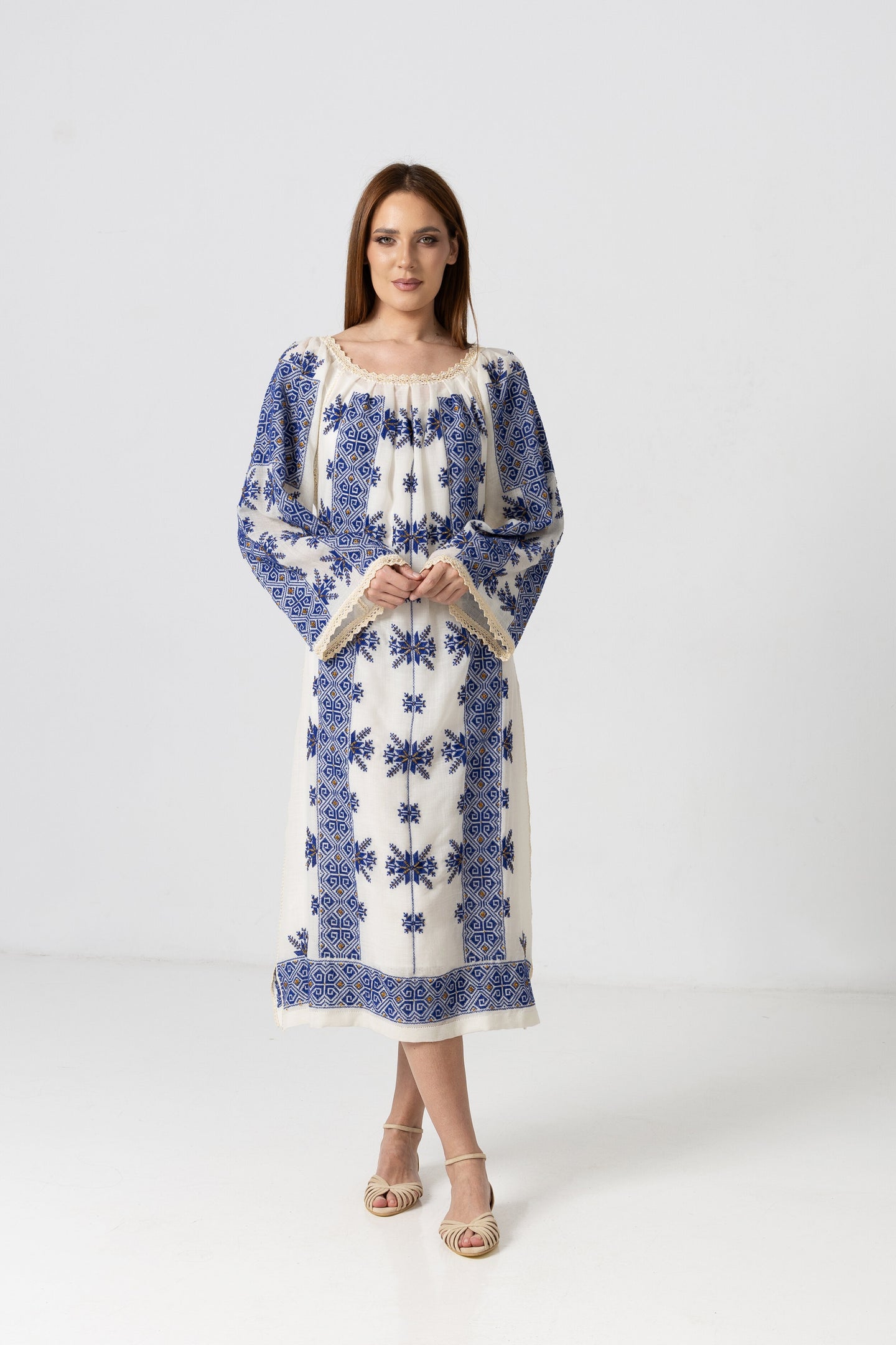 Hand-sewn merino wool dress