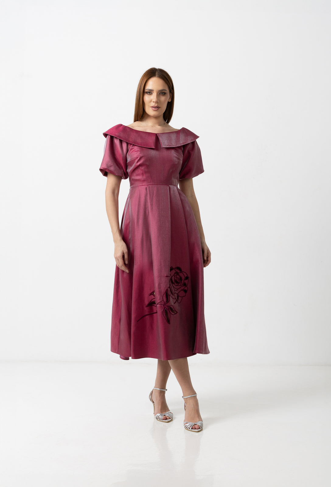 Load image into Gallery viewer, Midi white taffeta skirt