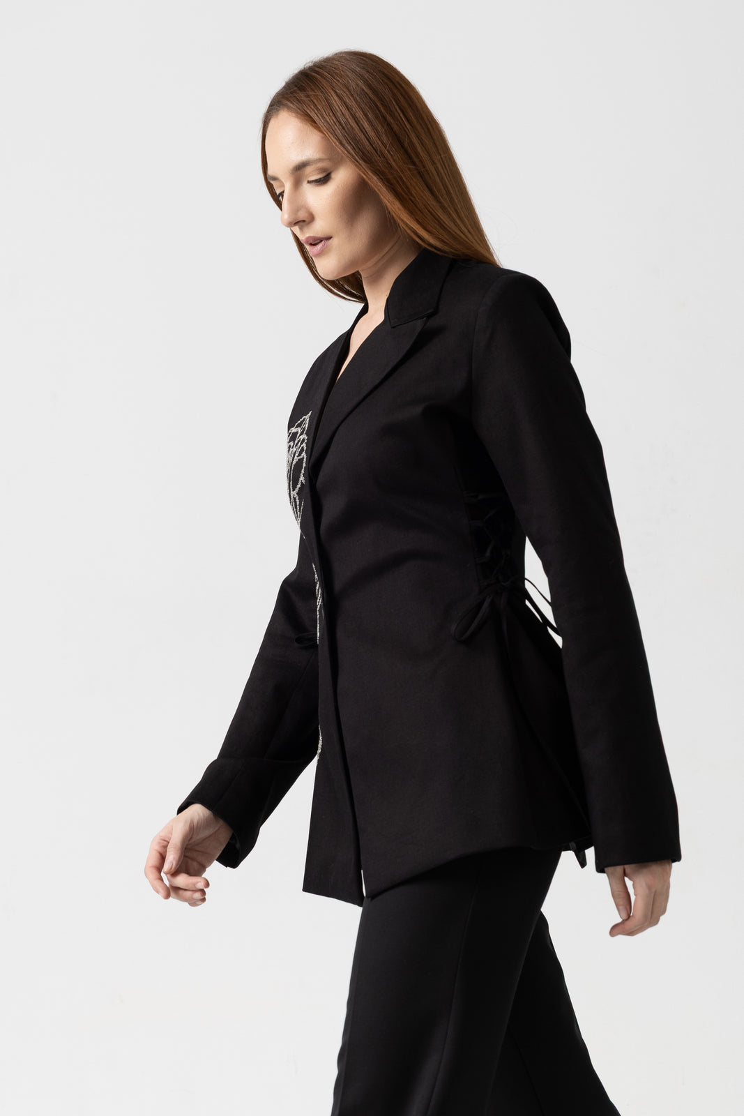 Incarca imaginea in galerie, Sacou din denim cu broderie trandafir