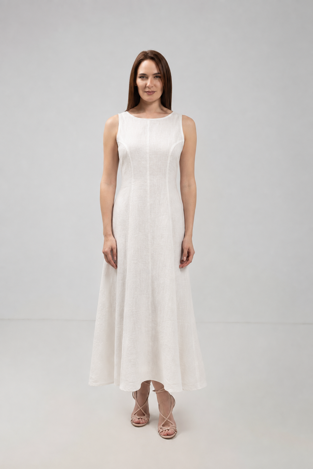 Load image into Gallery viewer, Midi dress in printed viscose and macrame appliqué