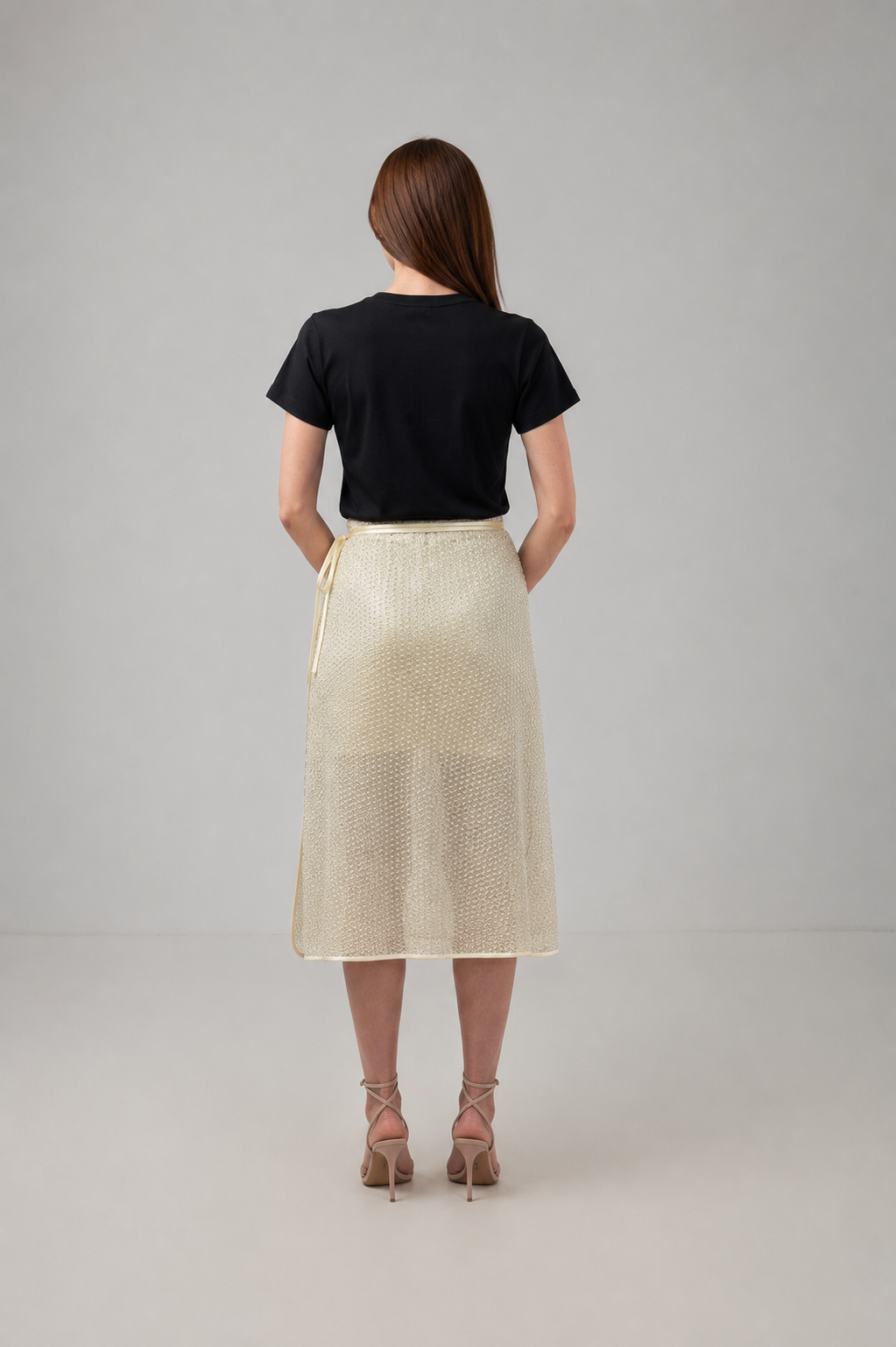 Load image into Gallery viewer, Yellow midi pleated skirt with elastic band