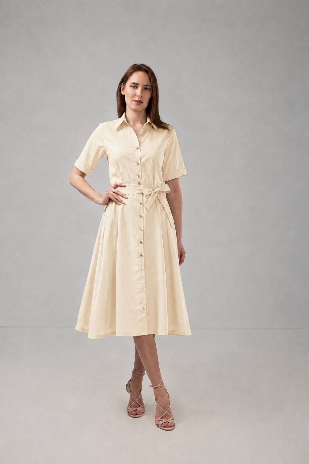 Incarca imaginea in galerie, Rochie Cămașă Galben Unt din Bumbac