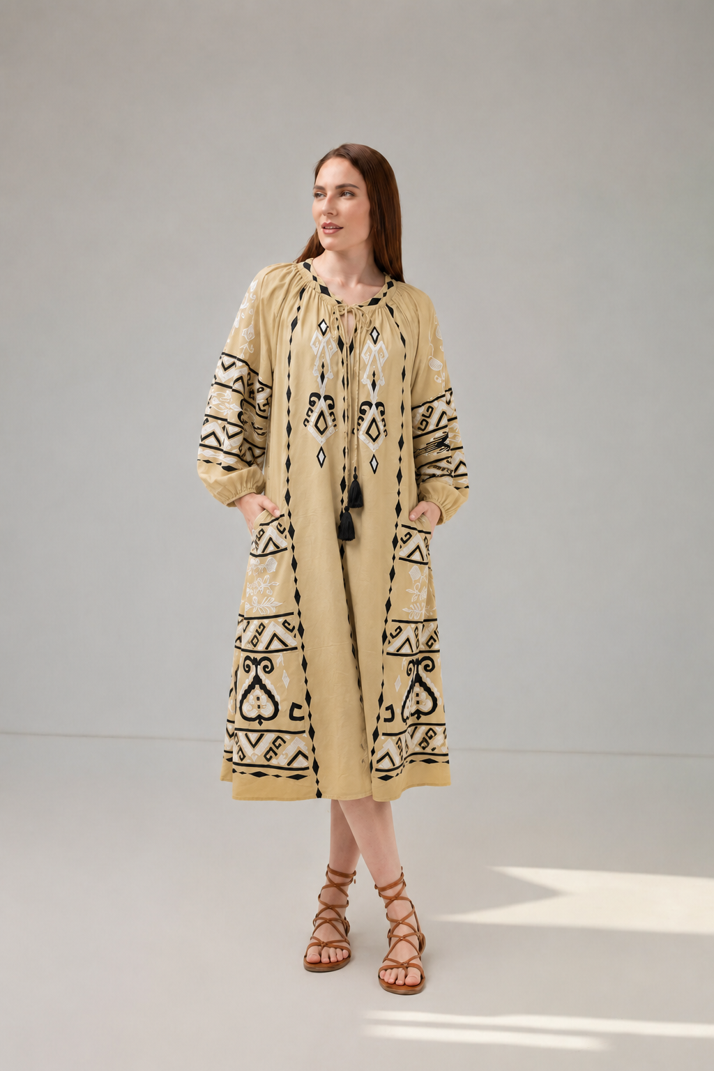 Load image into Gallery viewer, Denim off-shoulder midi dress with broken embroidery