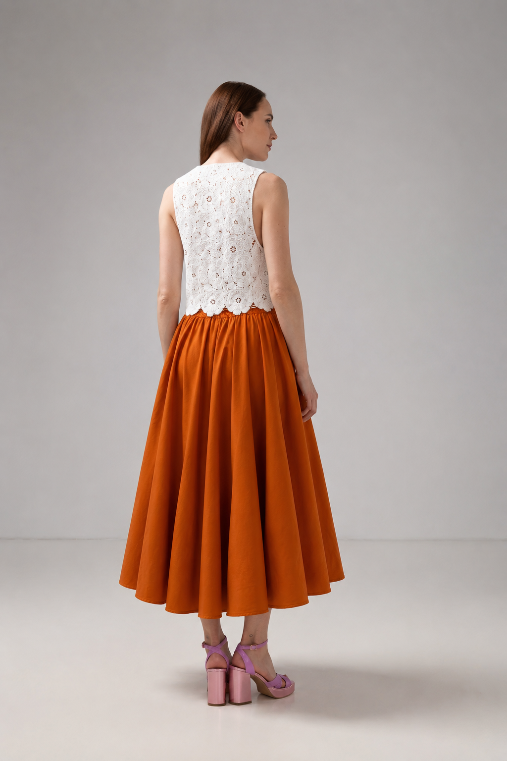 Load image into Gallery viewer, Yellow midi pleated skirt with elastic band