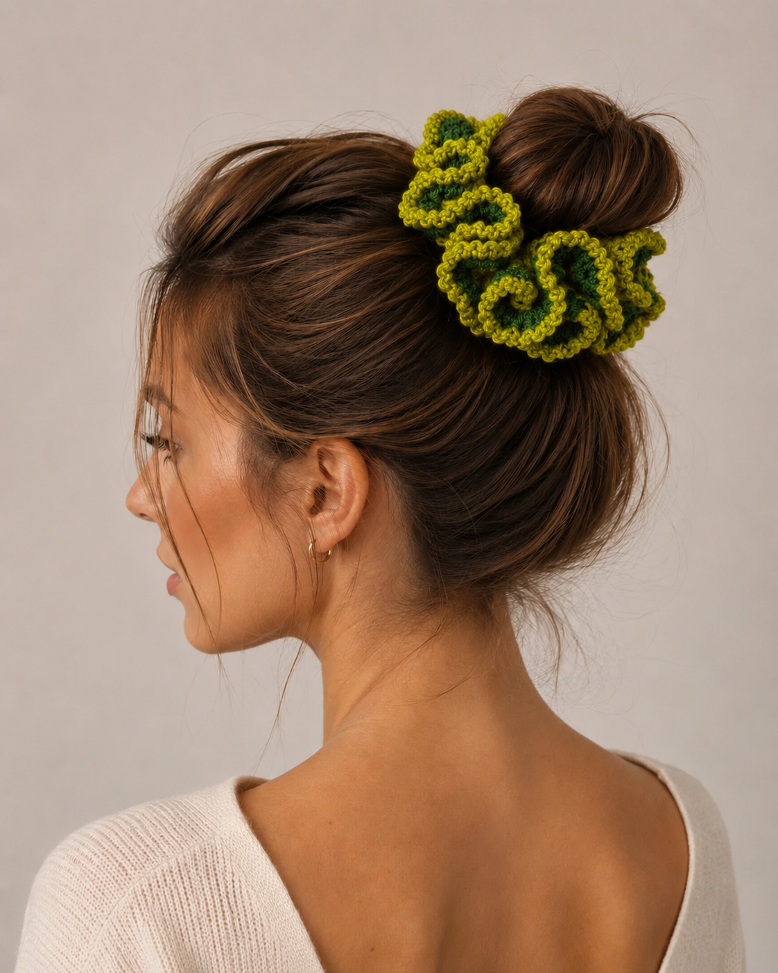 Incarca imaginea in galerie, Elastic de Păr Croșetat Manual Verde Lime &amp; Verde Intens