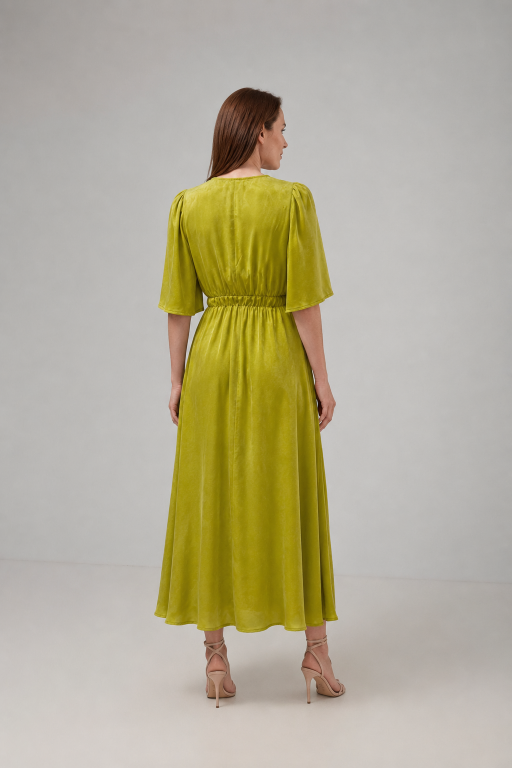 Load image into Gallery viewer, Midi dress in printed viscose and macrame appliqué